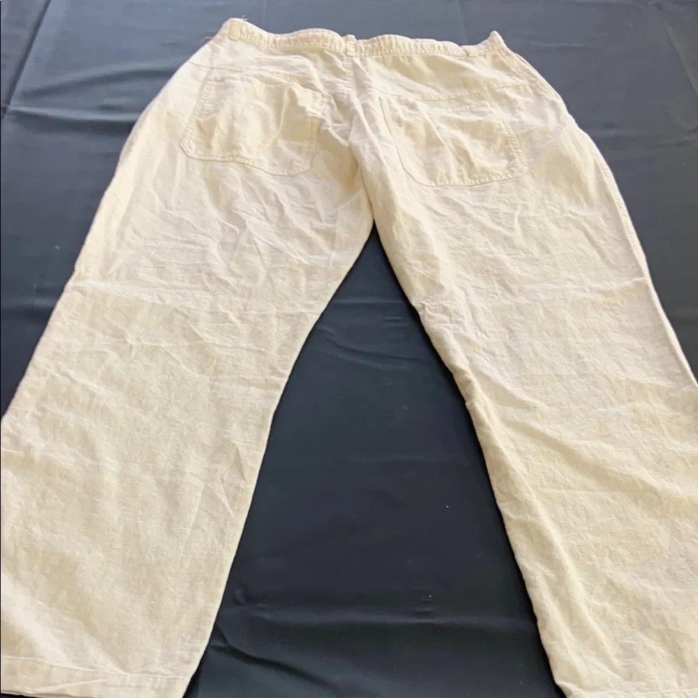 Bruno Men’s Cream Linen Blend Relaxed Pants Size L Beach Coastal